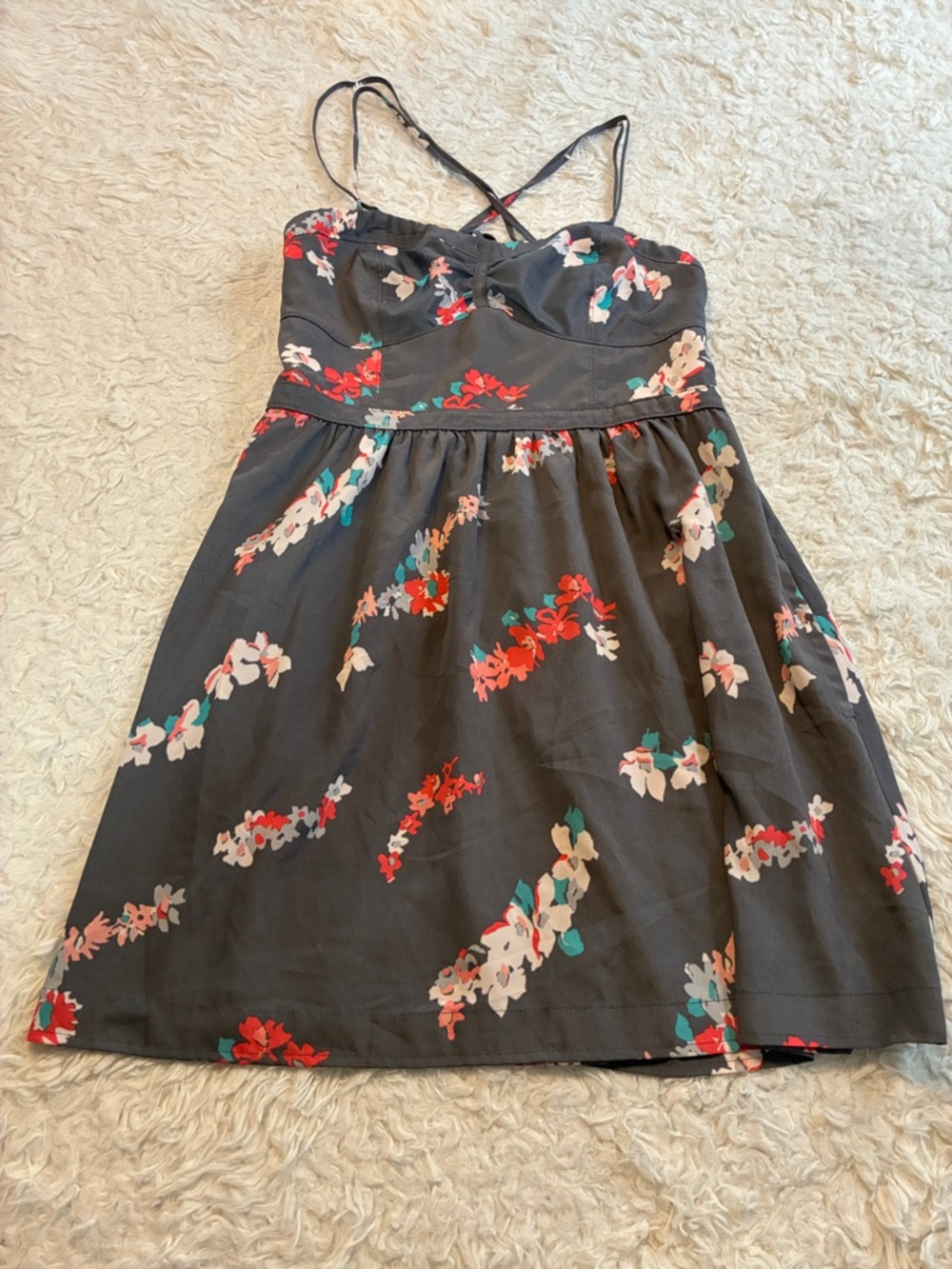 American Eagle Grey Flower Dress